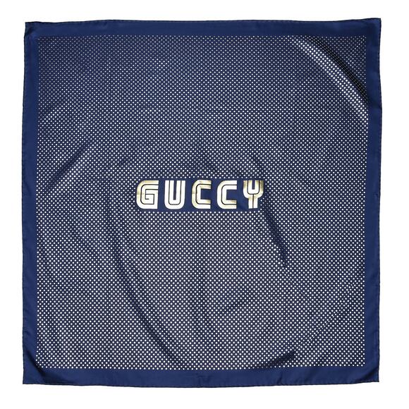 Authentic GUCCI "GUCCY" Gold Star SEGA® Print 100% Silk Scarf - Picture 1 of 6